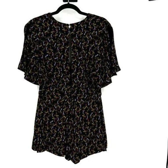 Free People Women's Meet Virginia Flora V-Neck Short Sleeve Romper Black Size 4 - Picture 5 of 12